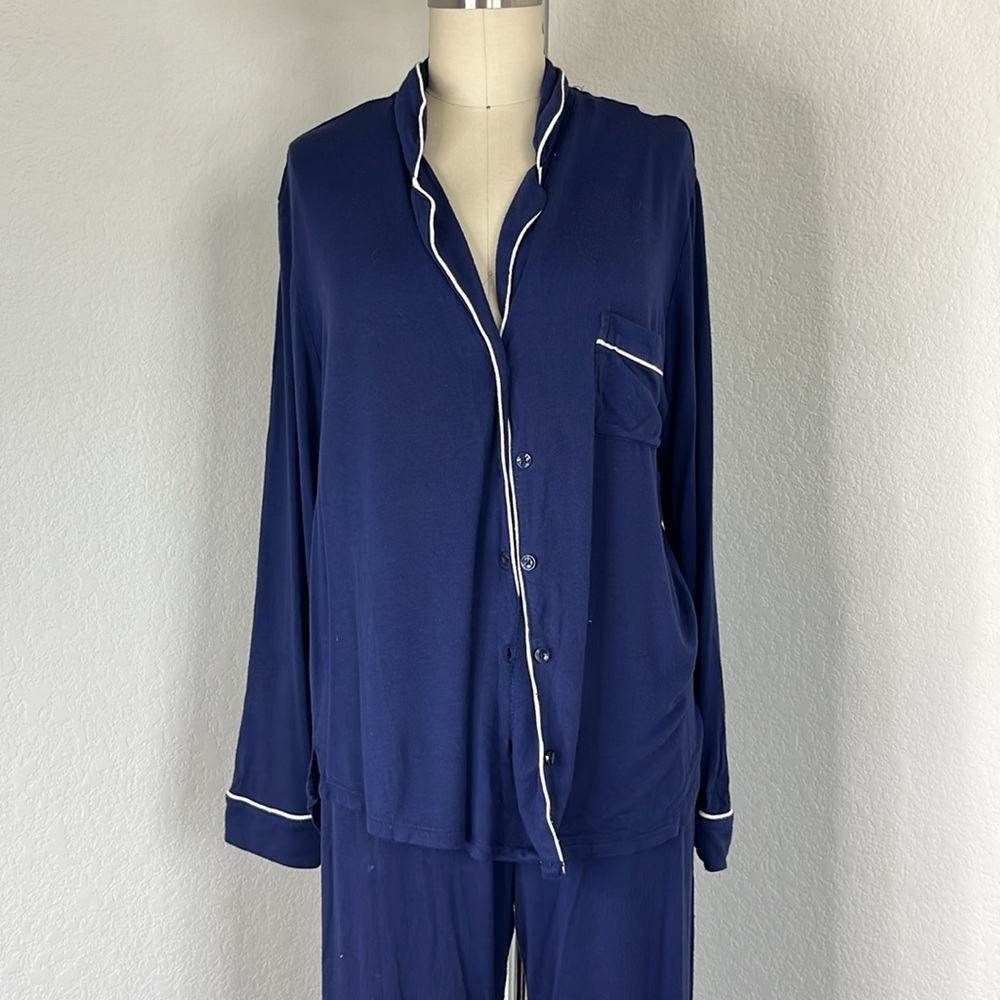 Nordstrom Rack Contrast Piping Long Sleeve Pajama Set Pants - Picture 3 of 9